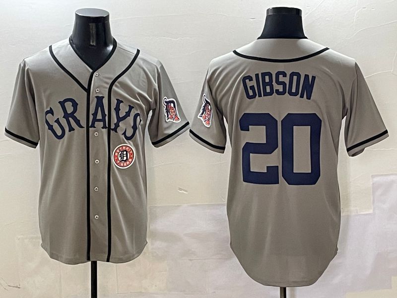 Men Detroit Tigers #20 Gibson Grey Joint Name Game Nike 2025 MLB Jersey style 12